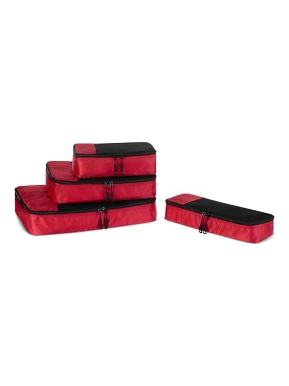 4 Piece Packing Cubes Set Travel Luggage Organizer Suitcase Bag Red 4pc